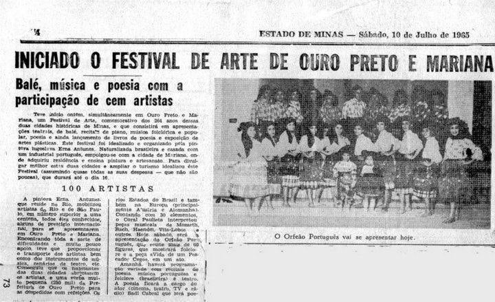 Matéria do Jornal Estado de Minas sobre o Festival de Arte de 1965