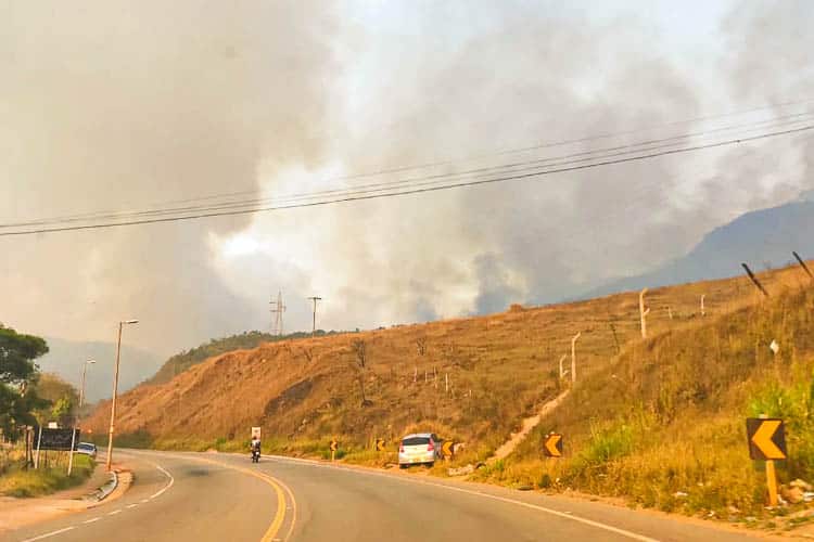 Incêndio no Parque Estadual do Itacolomi começou na sexta-feira - Foto: Carmem Guimarães