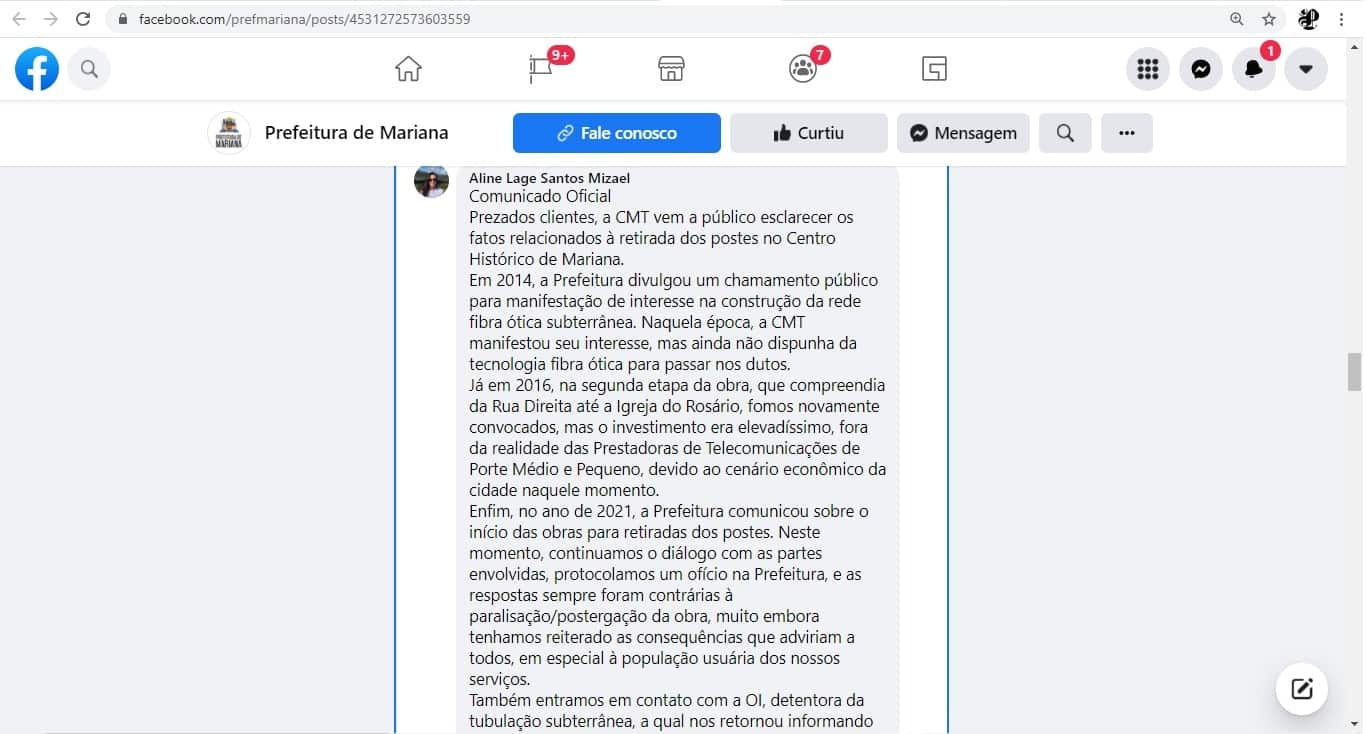 Reprodução 12/17: Facebook