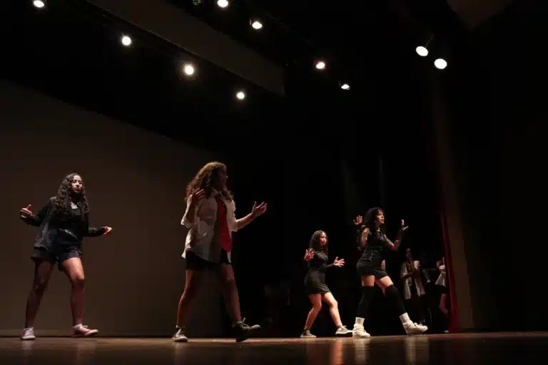 Grupo de dançarinas apresentando-se na noite de abertura do Festeco