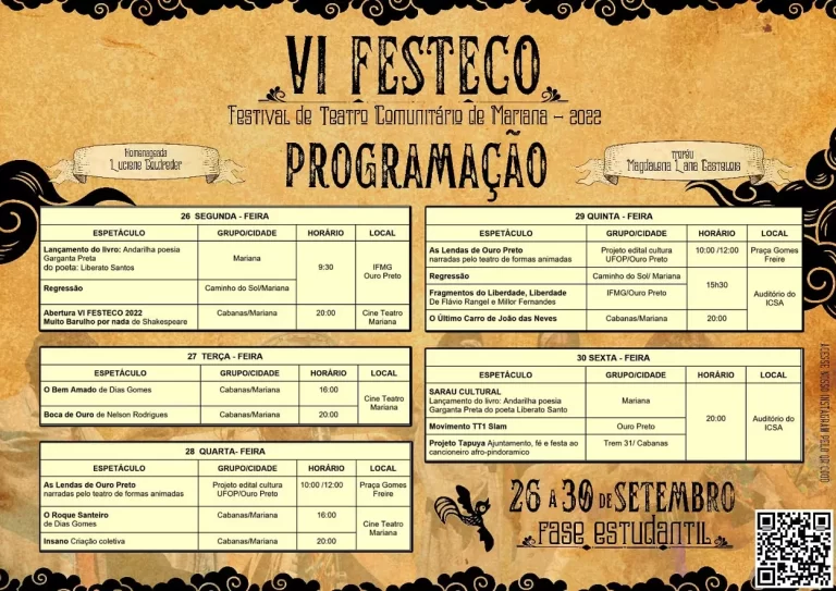 Programação da 6ª edição do Festeco (Festival de Teatro Comunitário)