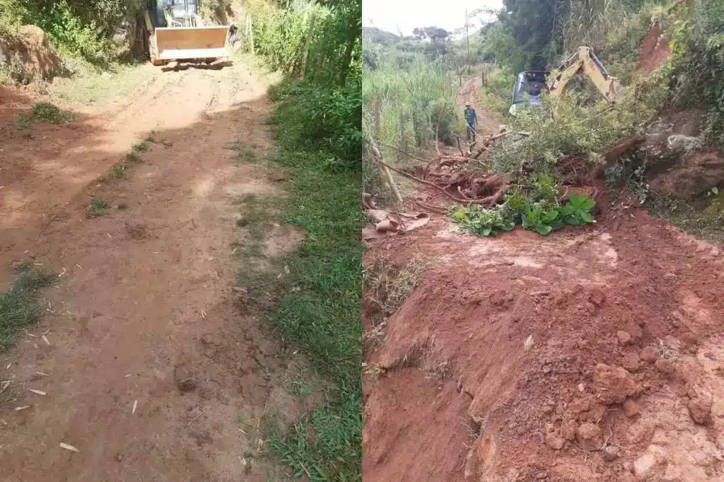 Sequência de fotos do mutirão e aspecto final do local