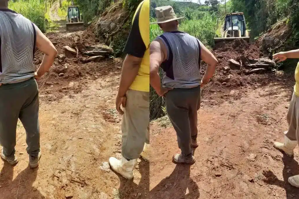 Sequência de fotos do mutirão e aspecto final do local