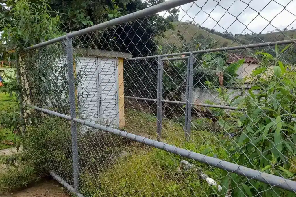 O mato também tomou conta da estação de energia do campo