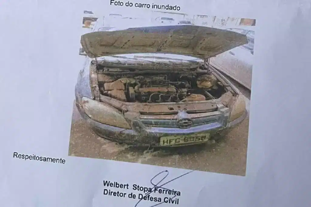 Declaração da Defesa Civil sobre carro do morador Paulo Alexandre