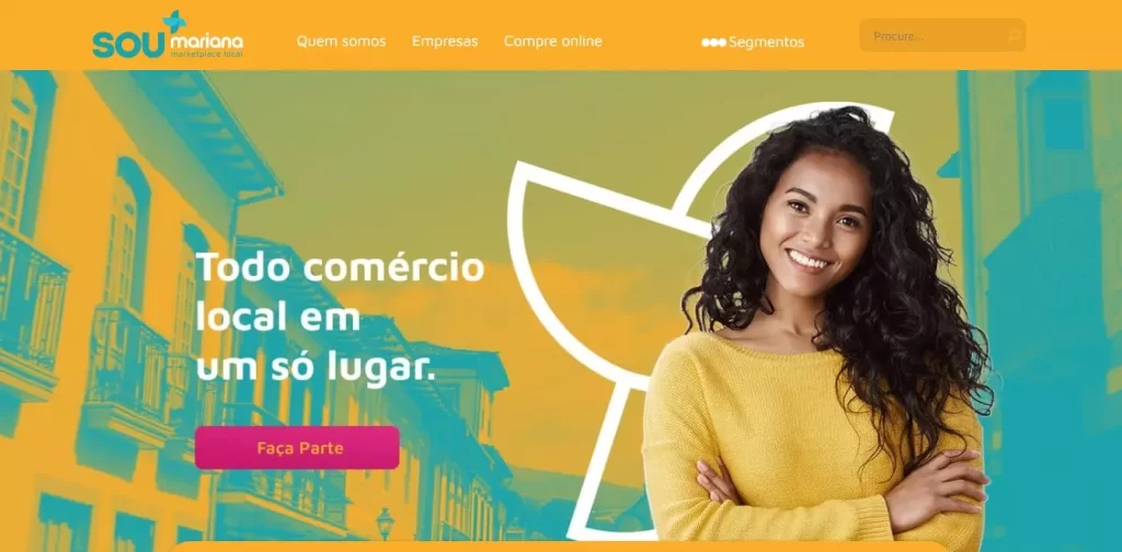 Página de entrada da plataforma “Sou+ Mariana”