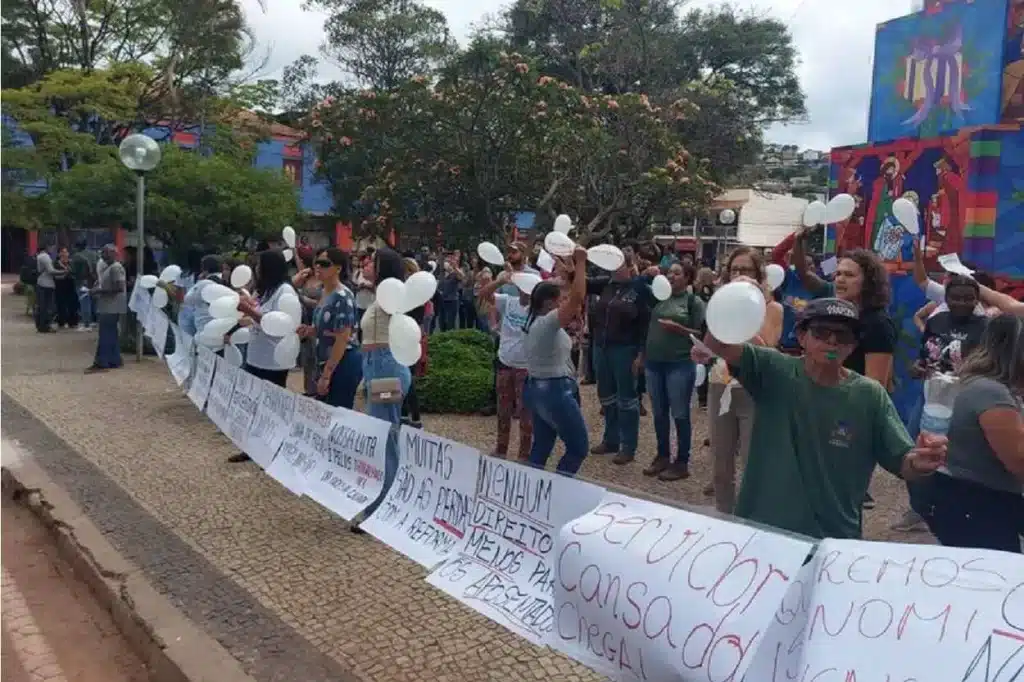 Manifestação dos servidores municipais contra a reforma administrativa, em novembro de 2022