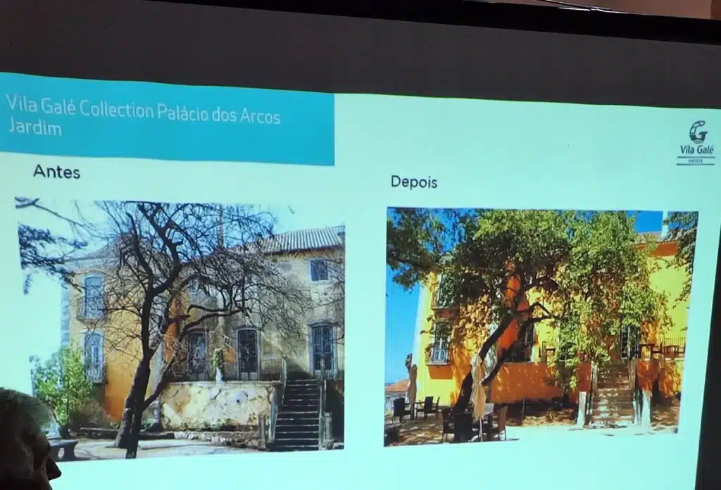 Ilustração do antes e depois das obras do novo hotel em Cachoeira do Campo