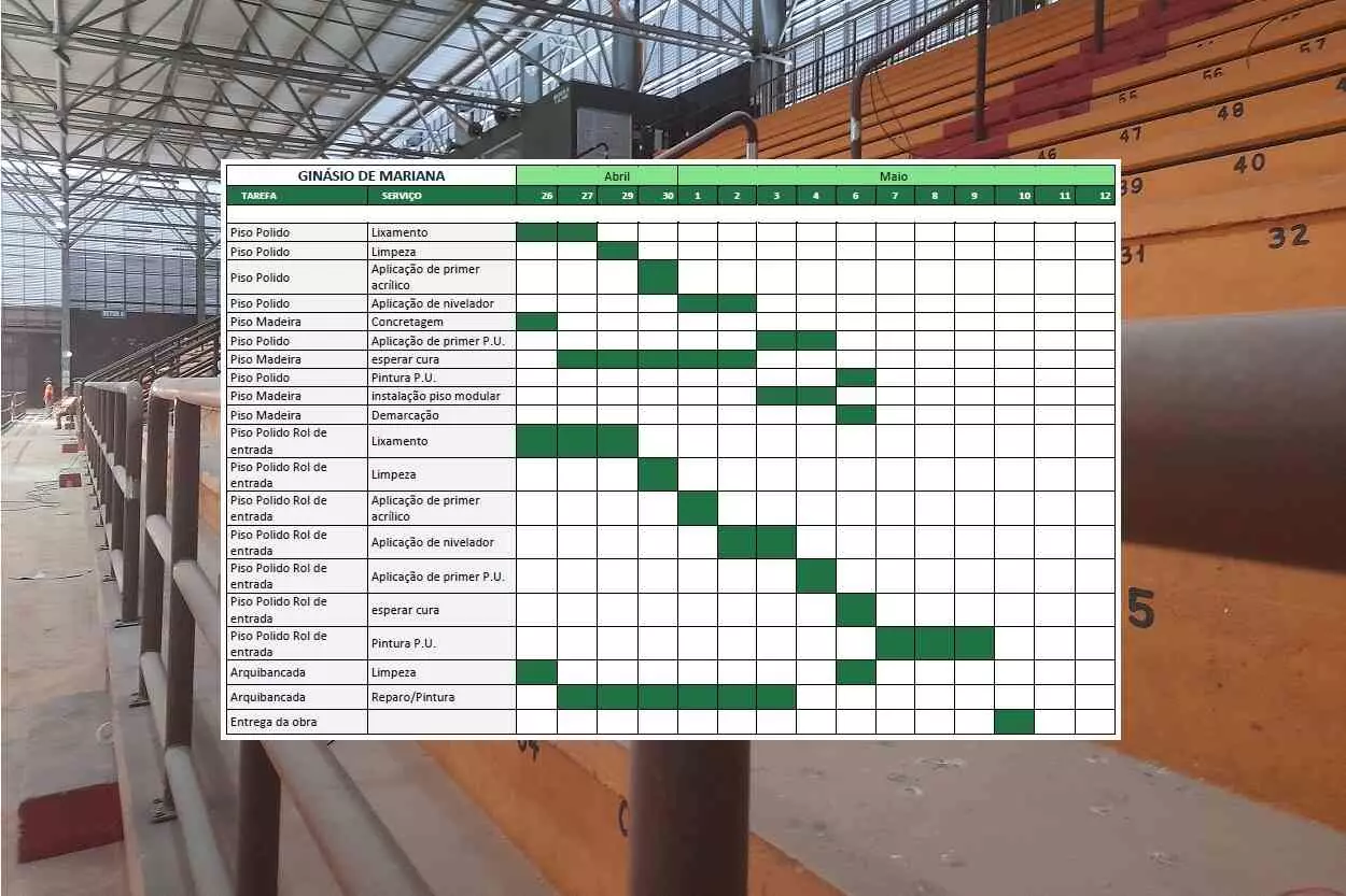 Cronograma da reforma da Arena Mariana prevê entrega da obra na véspera do jogo inaugural do Campeonato Brasileiro de Futsal