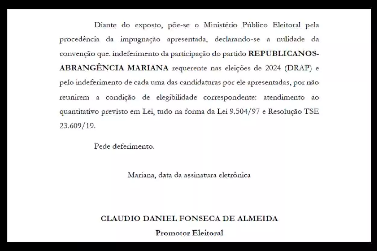 Promotor eleitoral recomendou a consideração de nulidade da convenção e indeferimento do DRAP do Partido Liberal, contido no pedido de impugnação