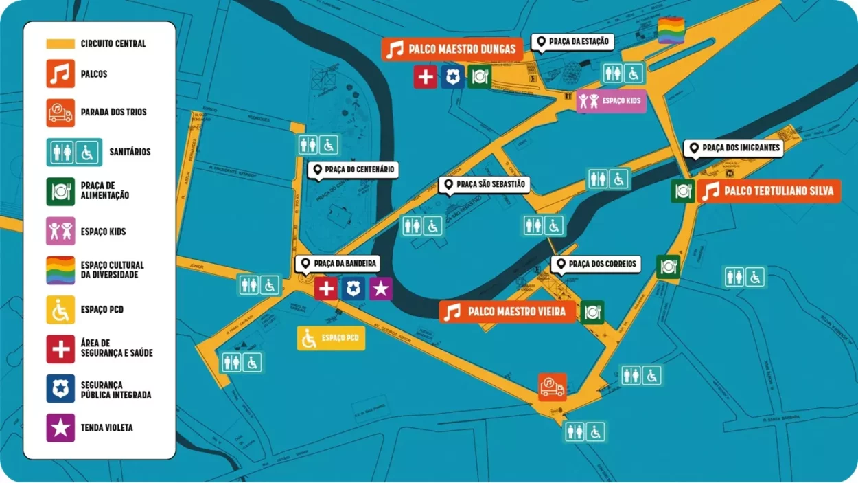 Ilustrar as principais rotas do carnaval da cidade de Itabirito