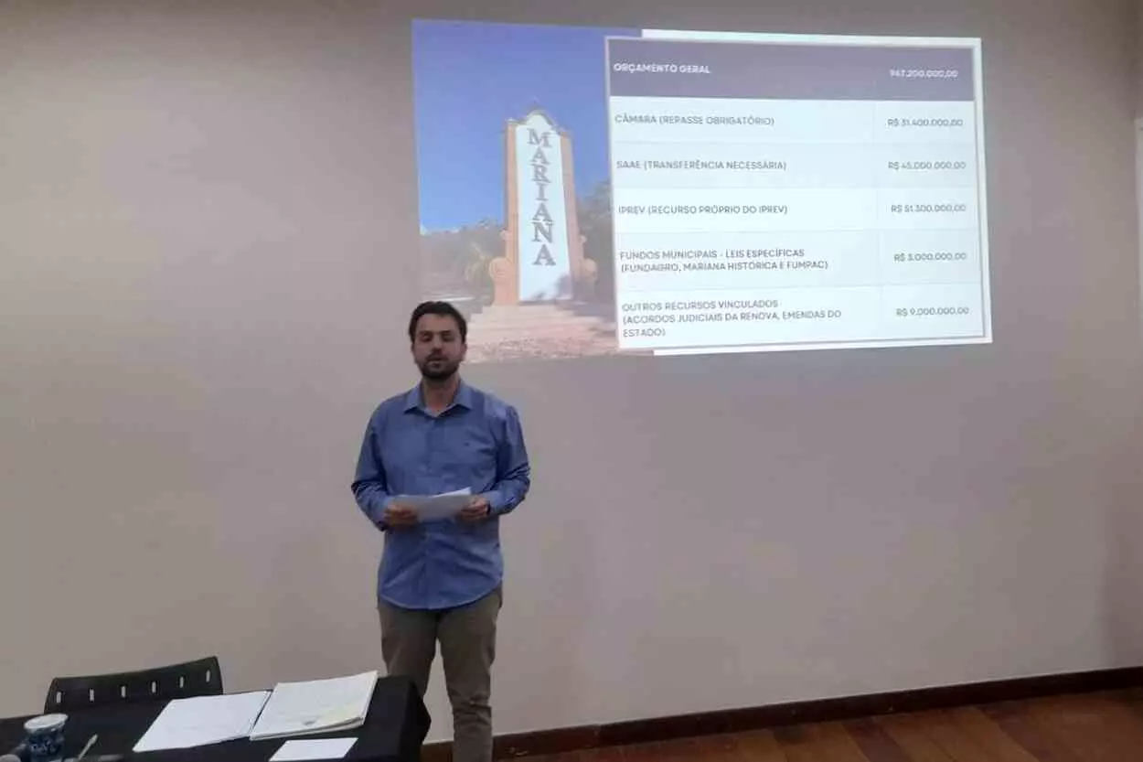 Pelos números apresentados, Juliano Duarte estima que orçamento líquido de Mariana, em 2025, destinado a pagamento de pessoal e investimentos, deve atingir R$520 milhões