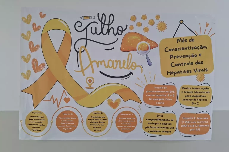Julho Amarelo é o mês de conscientização, prevenção e controle das hepatites virais.