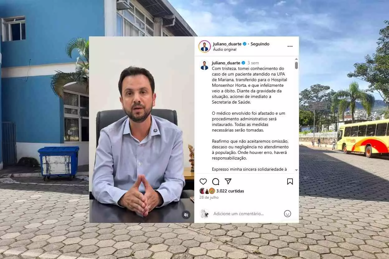 Juliano Duarte, no Instagram, fez pronunciamento a respeito do caso ocorrido na UPA São Pedro